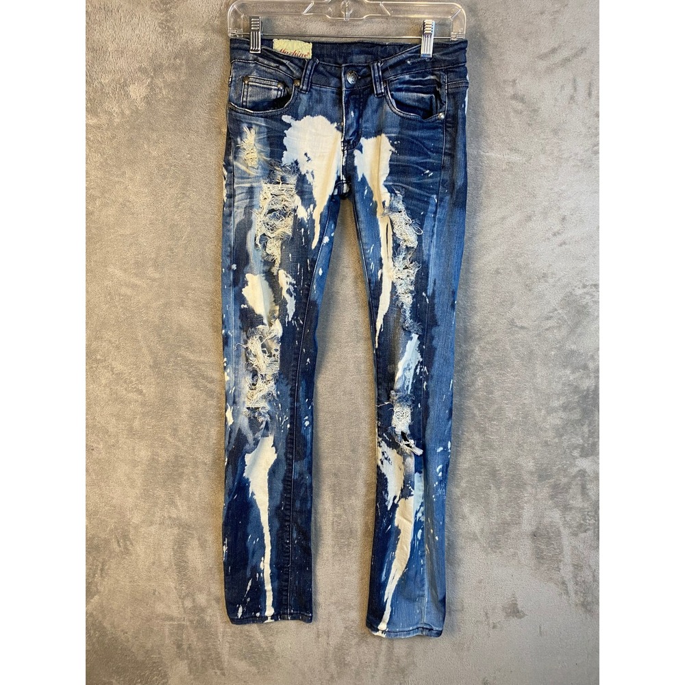 Machine Jeans Skinny Denim Womens 28 Bleached Distressed Blue EUC